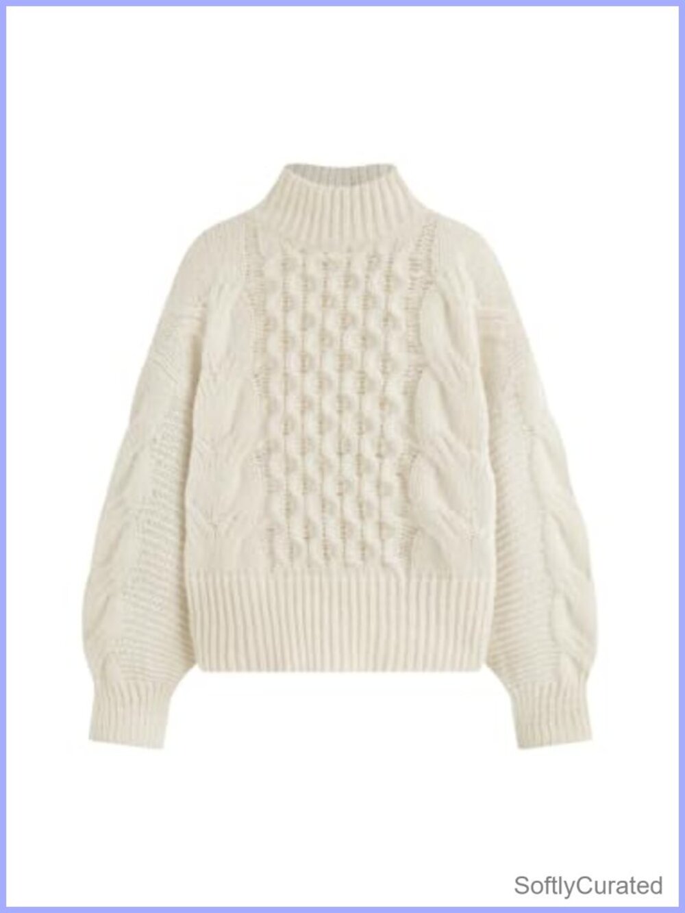 Cable Knit Mock Turtleneck Long Sleeve Cropped Sweater